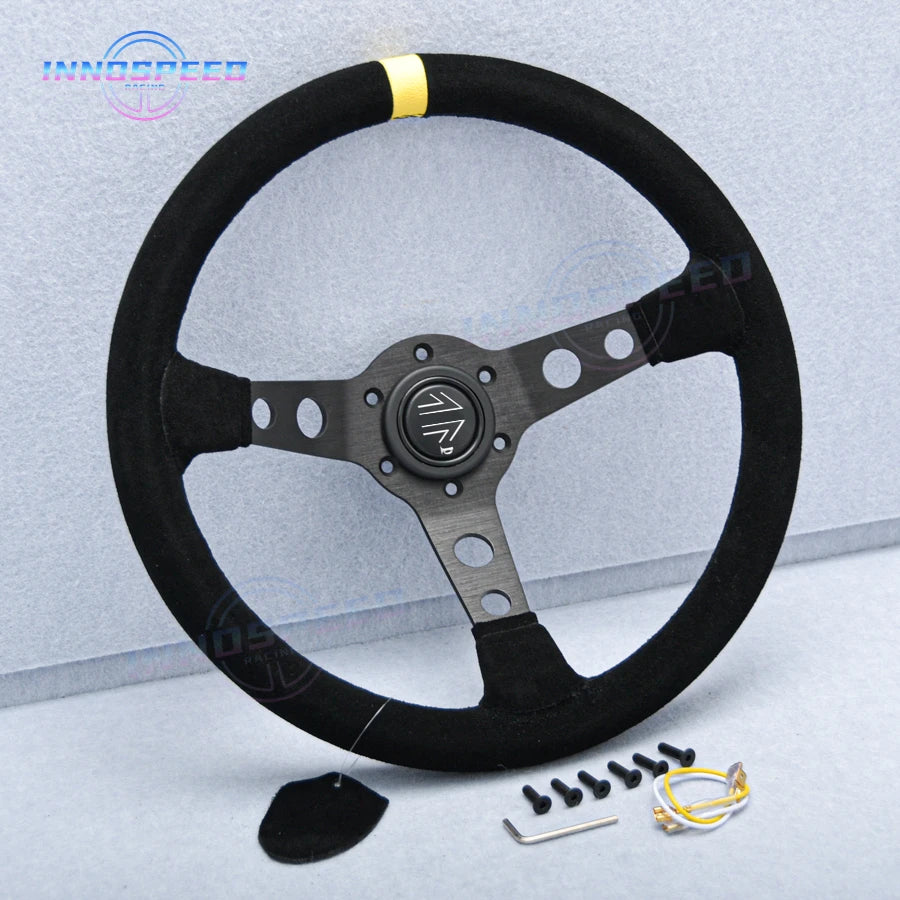 350mm 14Inch Car Steering Wheel Suede Leather